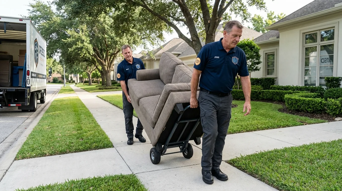 Local residential moving crew loading furniture in Anniston, AL