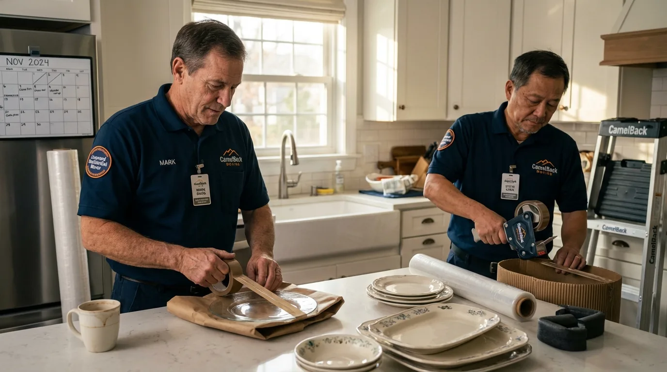 Professional crew packing kitchen dishware in Anniston, AL